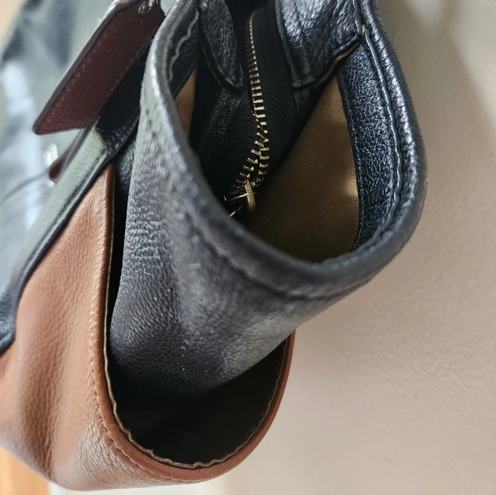 Coach Two-Tone Black and Brown Leather Tote